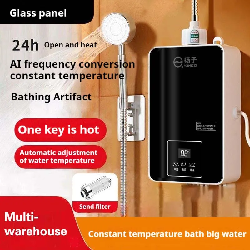 Tankless Electric Water Heater 220V 5500W Under Sink On Demand Instant Hot Water Heater for Kitchen Bathroom Washing (Black)