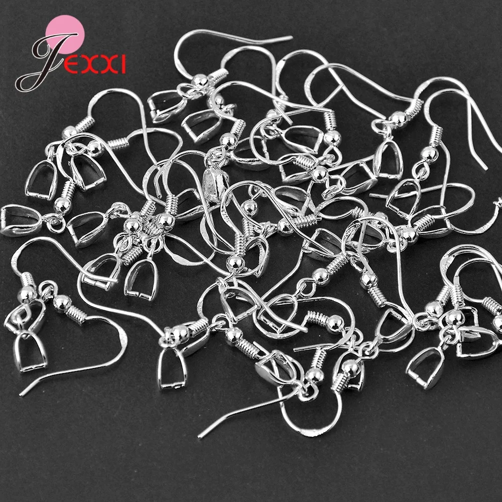 50 pçs lote 925 argamassa de prata gancho francês earwire bail conector bale pitada fecho para diy brincos jóias fazendo descobertas