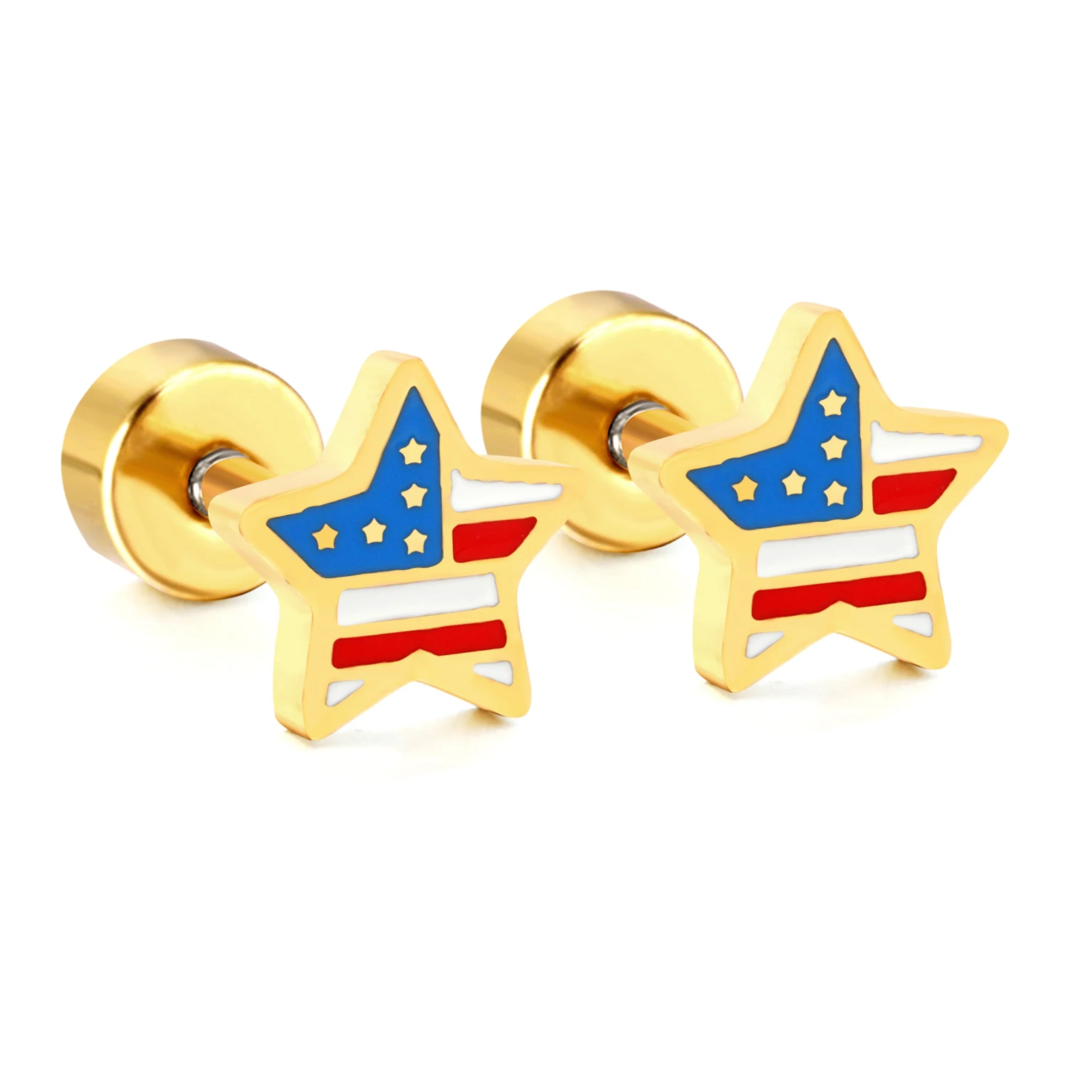 LUXUSTEEL New Christmas Lucky Clover Earring Stainless Steel Earrings Golden Plated Bowknot Star Ball Cake Balloon Stud Earrings