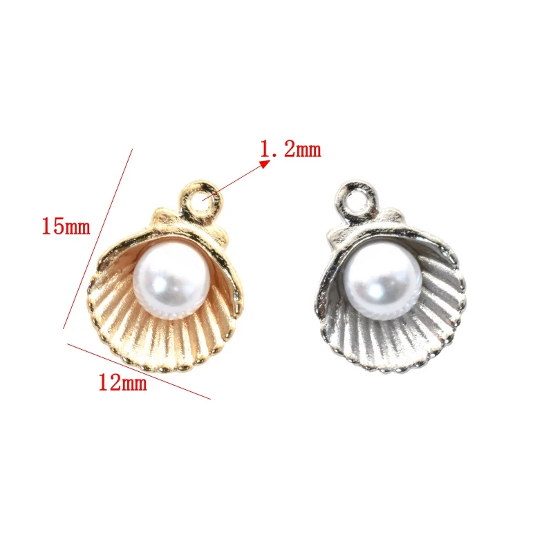 10pcs Mixed Color Fashion Imitation Pearl Shell Charms For DIY Bracelet Necklace Earrings Jewelry Making Accessories view 2