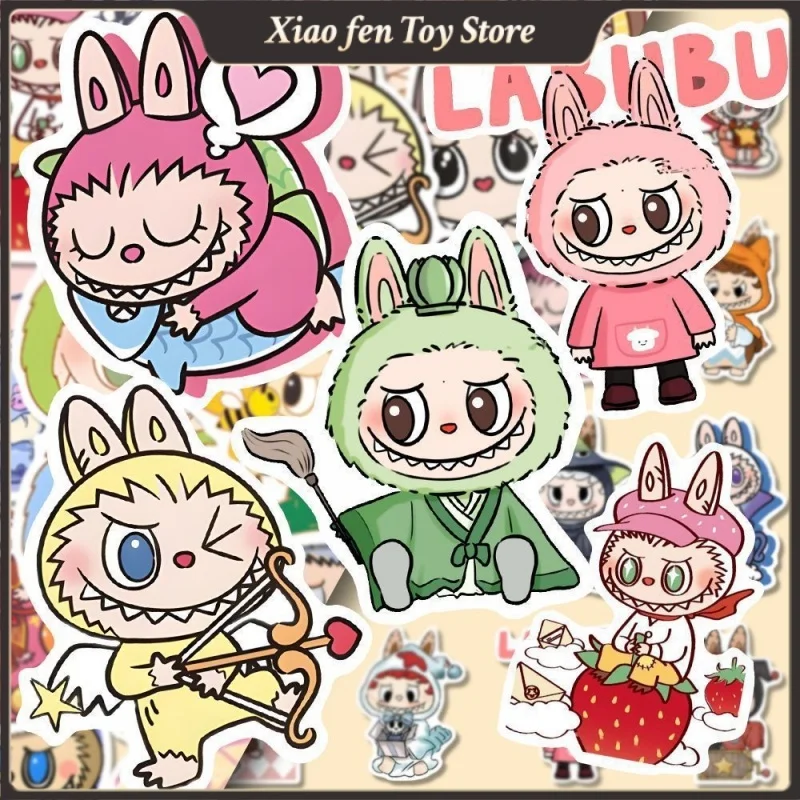 50/70/80pcs Labubu The Monster Rag Sticker Cute Cartoon Anime Hand Account Notebook Decoration Waterproof Sticker Accessories