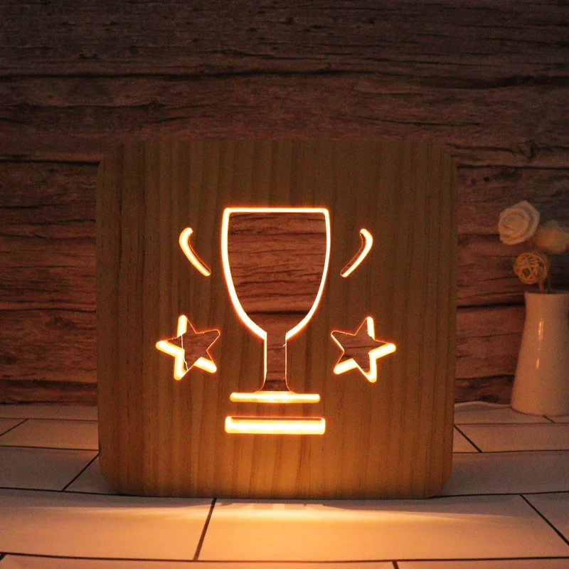 Lampada da atmosfera a LED da comodino creativa con croce cava in legno 3D, regalo perfetto per la decorazione della casa di nozze di compleanno di Natale