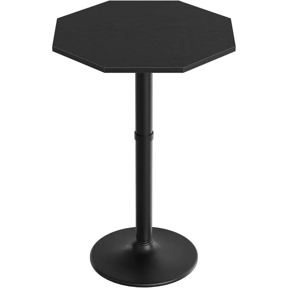 Black Bar Table, ern Pub Table with Sturdy Metal Base, Octagonal Bar Height Cocktail Table, or Kitchen, Living Room, Small Space