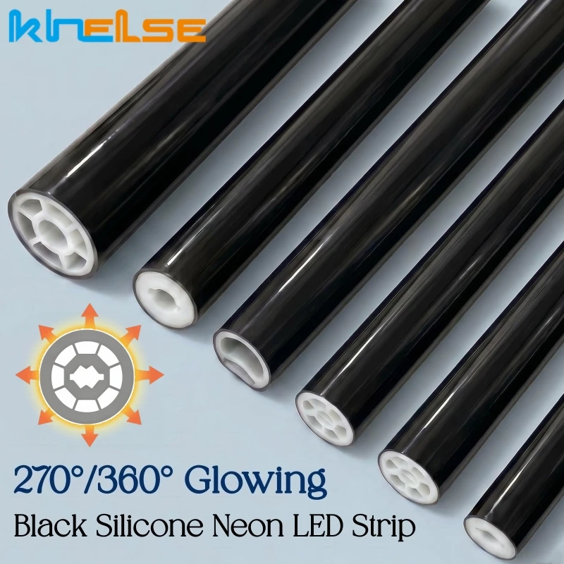 Round Black Silicone Tube LED Neon Rope Lamp Flexible Channel Diffuser For WS2811 WS2812B Waterproof Ribbon Neon LED Strip Light