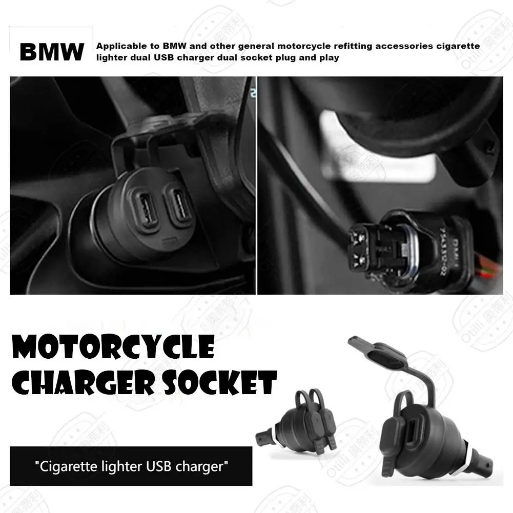 

Черное двойное USB-зарядное устройство для мотоцикла, адаптер питания для BMW R1200GS R1250GS R1250RT R1200RT J8H4