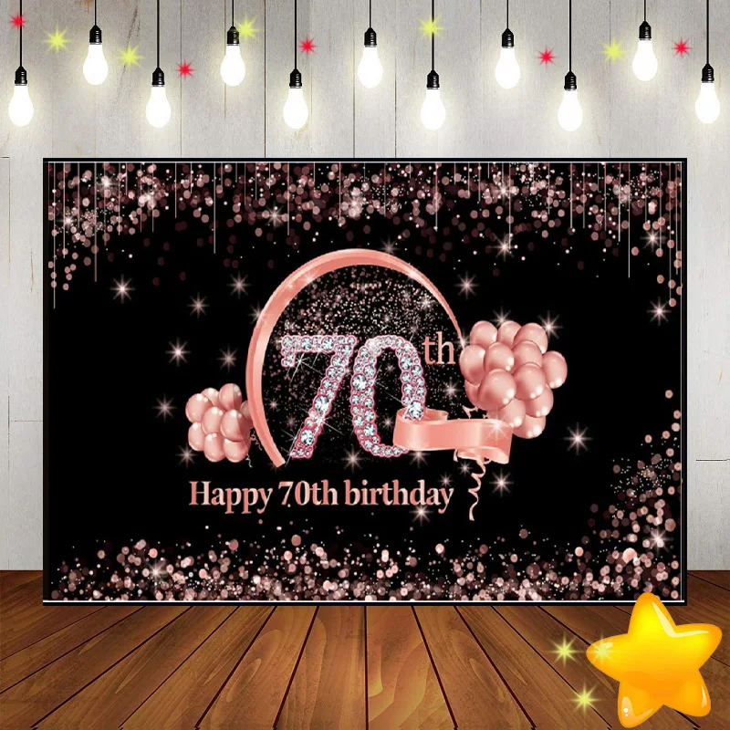 Happy 70th Birthday Background Custom Backdrop Red Photo Boy Photography Backdrops Decoration Sweet Young Girl Vinyl Party Game