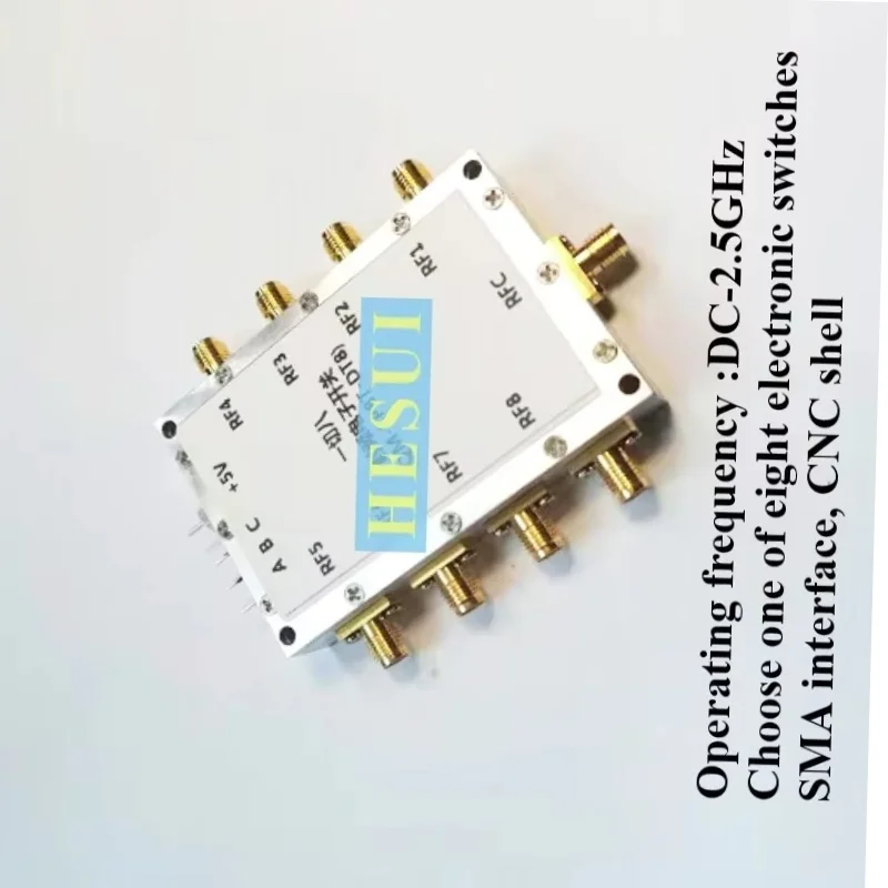DC-2.5GHz Switch Highly isolated SP8T RF switch module board SMA port CNC Al shielding shel
