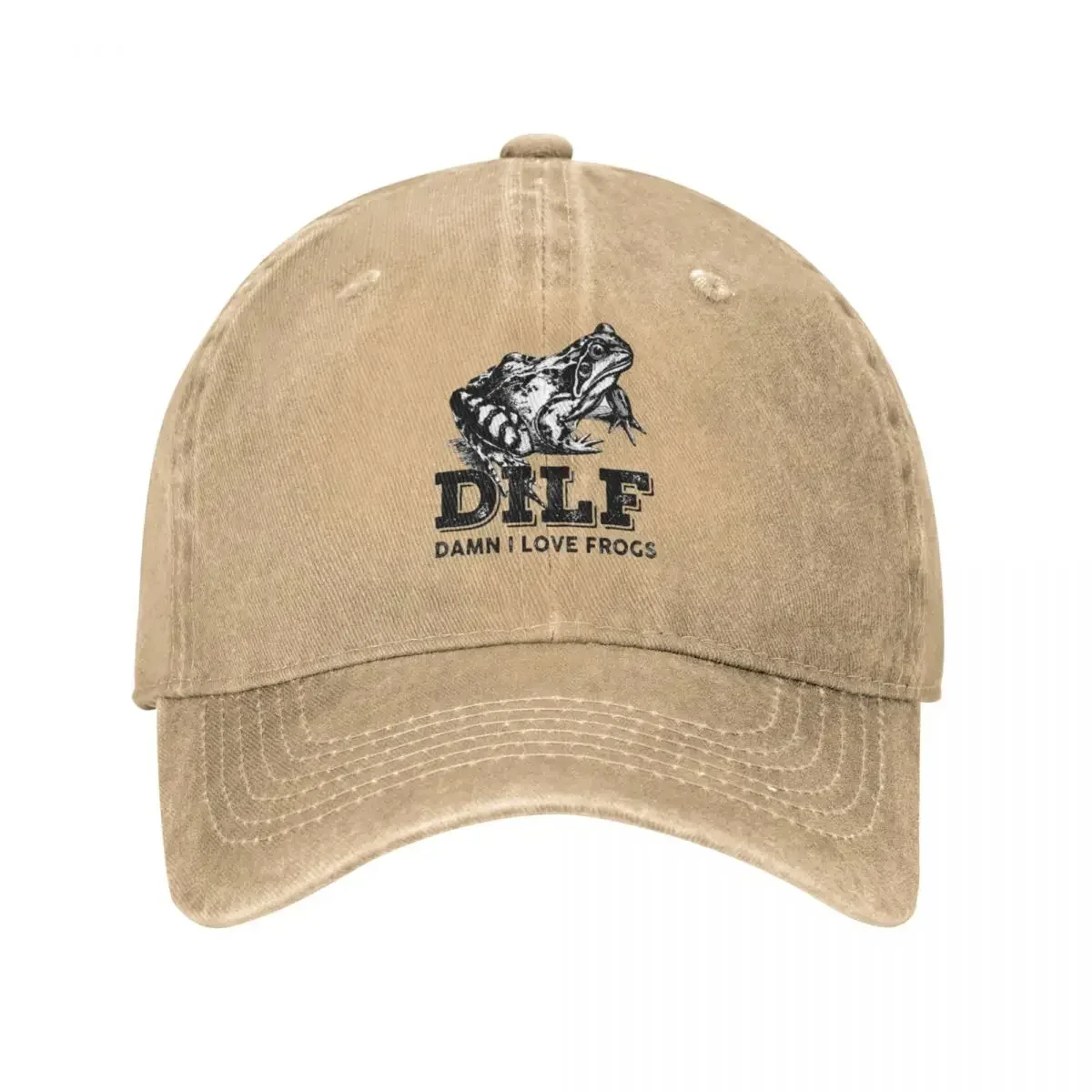 DILF Dame I Love Frogs Outdoor Damln Washed Baseball Cap For Men Unisex Male Snapback Caps Hot Sale Dad Hats