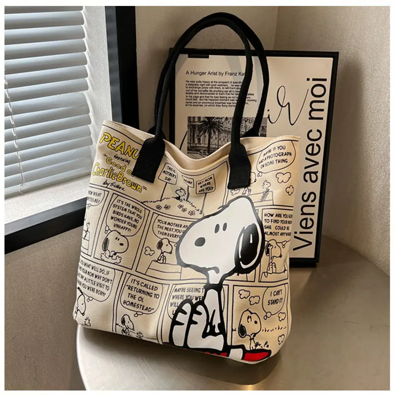 Canvas Bag For Women Snoopy High Capacity Bag Fashion Anime Cartoon Handbag Versatile One Shoulder Tote Bag Present For Girls