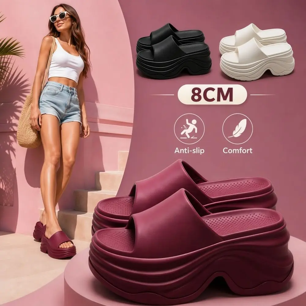Increased Height Thick Heel Slippers 10CM Sole Anti-Slip Women's Slippers Step Sensation Anti-odor EVA Cool Slippers