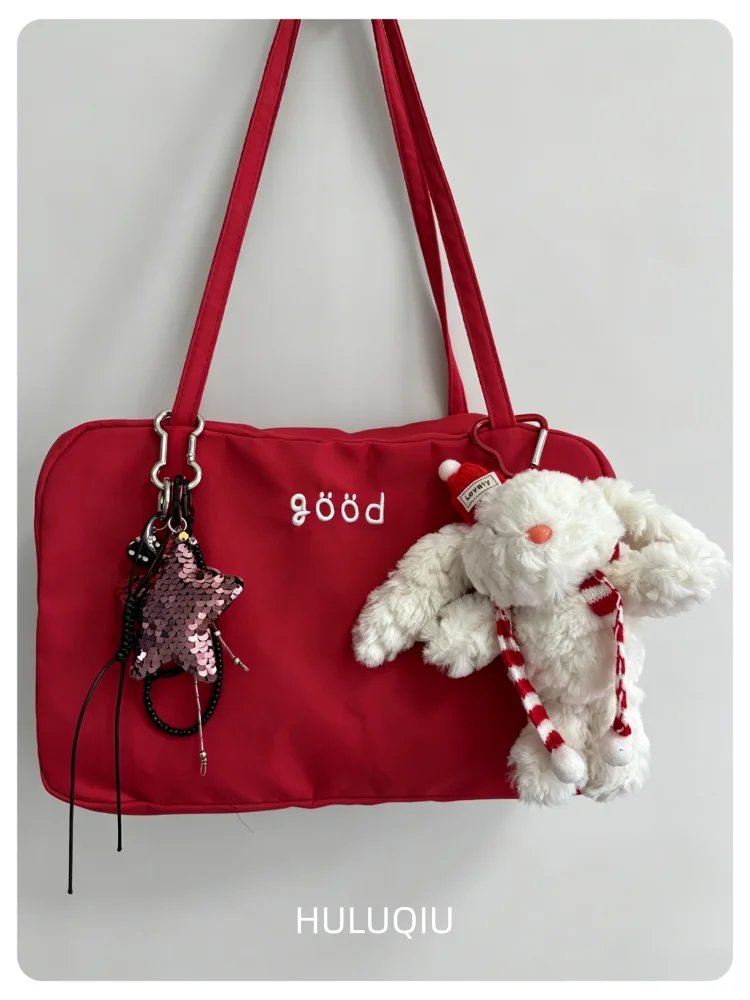 leve-bolsa-coreana-moda-carta-vermelha-sacos-de-ombro-arco-simples-casual-boston-saco-nailon-bolsas-grande-capacidade