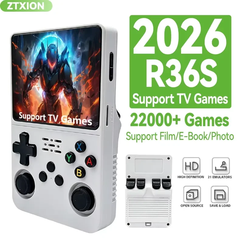 R36S retro 3.5 inch IPS screen handheld game console, open source Linux system 64GB 15000 + handheld video game player VS