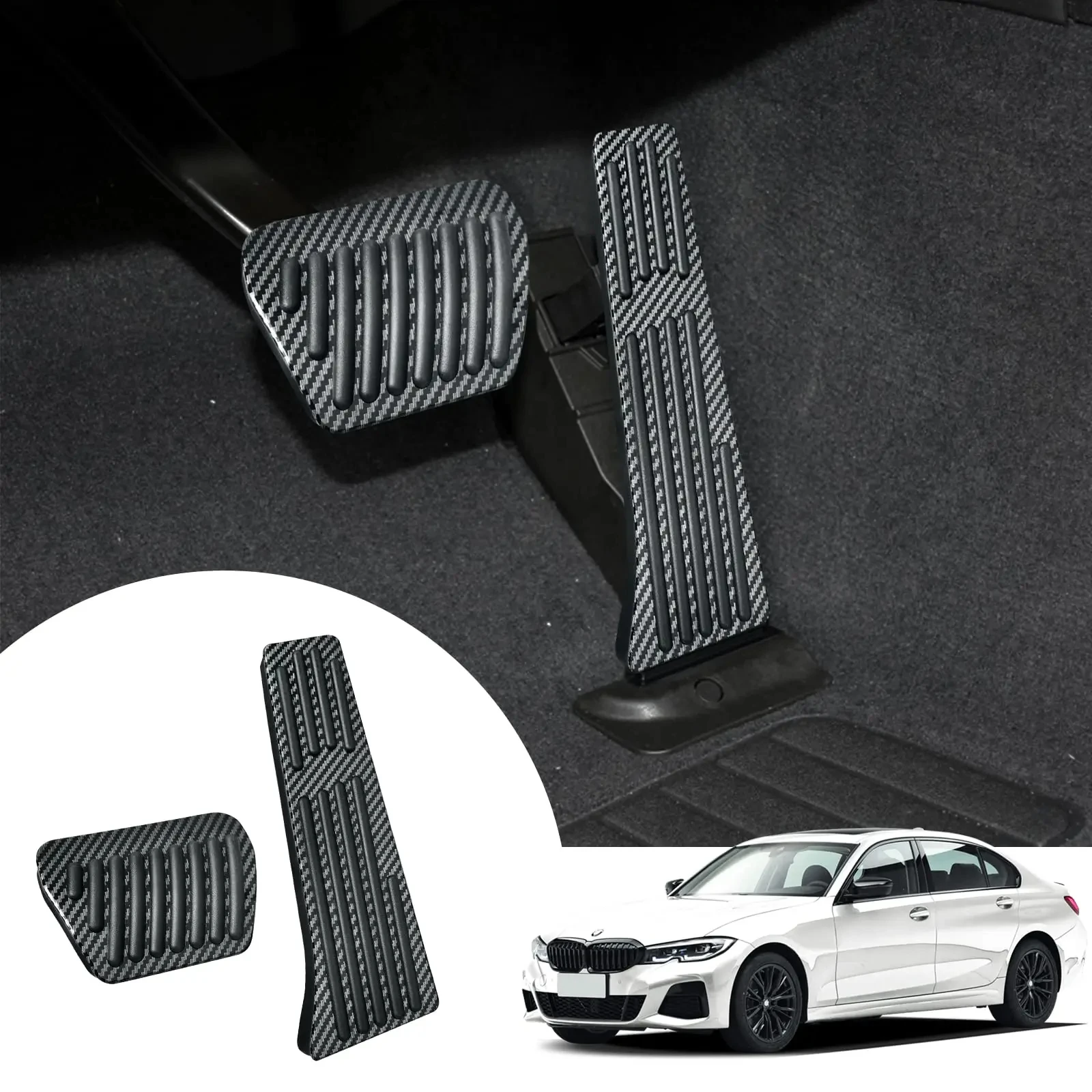 

for BMW 1 2 3 4 5 6 7 Series X3 X4 X5 X6 X7 F15 F16 F30 G11 G20 Anti-Slip Carbon Fiber Gas Pedal Covers Interior Accessories