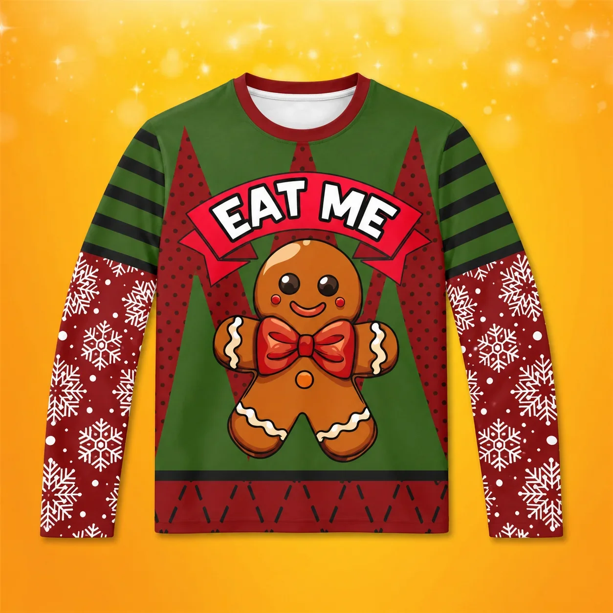 2026 Ugly Christmas Funny Gingerbread Long-Sleeved Party T-Shirt  Women's Tee 3D Printed Men's T-Shirt Kids Clothes Family Look