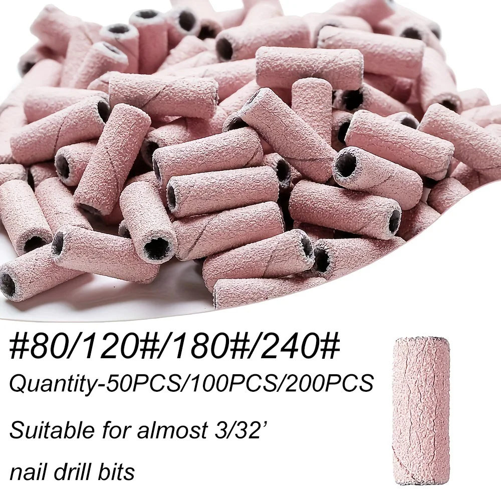 50 100 200Pcs Box 3mm Mini Sanding Bands 80 120 180 240 Grit Nail Drill Bits Manicure Tools Dead Skin Remover view 2