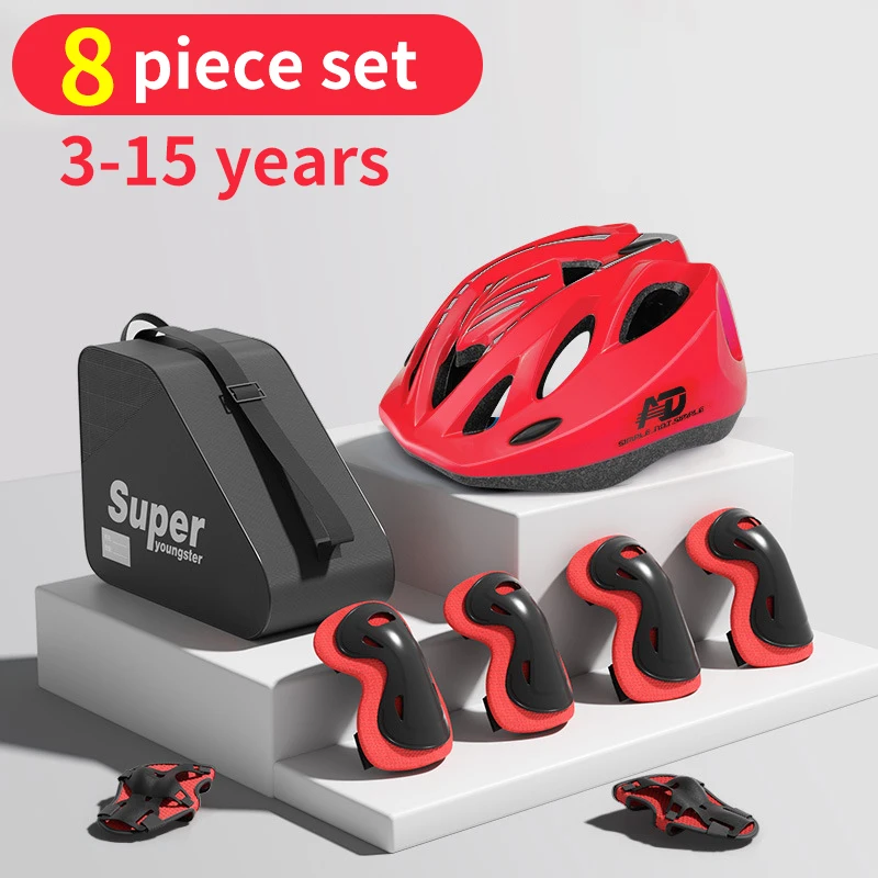 Kit de protección para casco de niño, rodilleras, coderas, adecuado para monopatín de ruedas, 3, 4, 5, 6, 7, 8, 9, 10, 11, 12, 13, 14 y 15 años