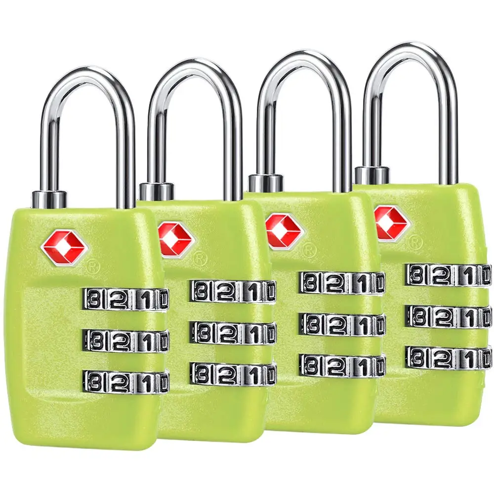 

TSA Luggage Locks (4Pack) - 3 Digit Combination Padlocks - Approved Travel Lock for Suitcases & Baggage (Green1)