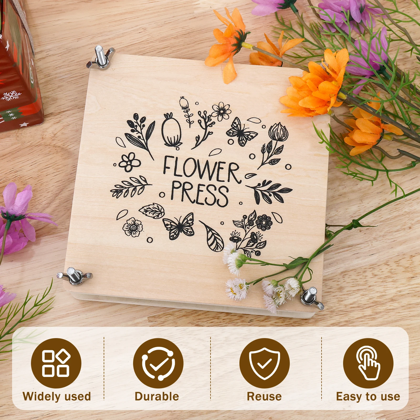 Flower Press Kit Wooden Professional Flower Leaf Press Kit DIY Pressed Flower Plant Preservation Kit Reusable Flower Press Kit