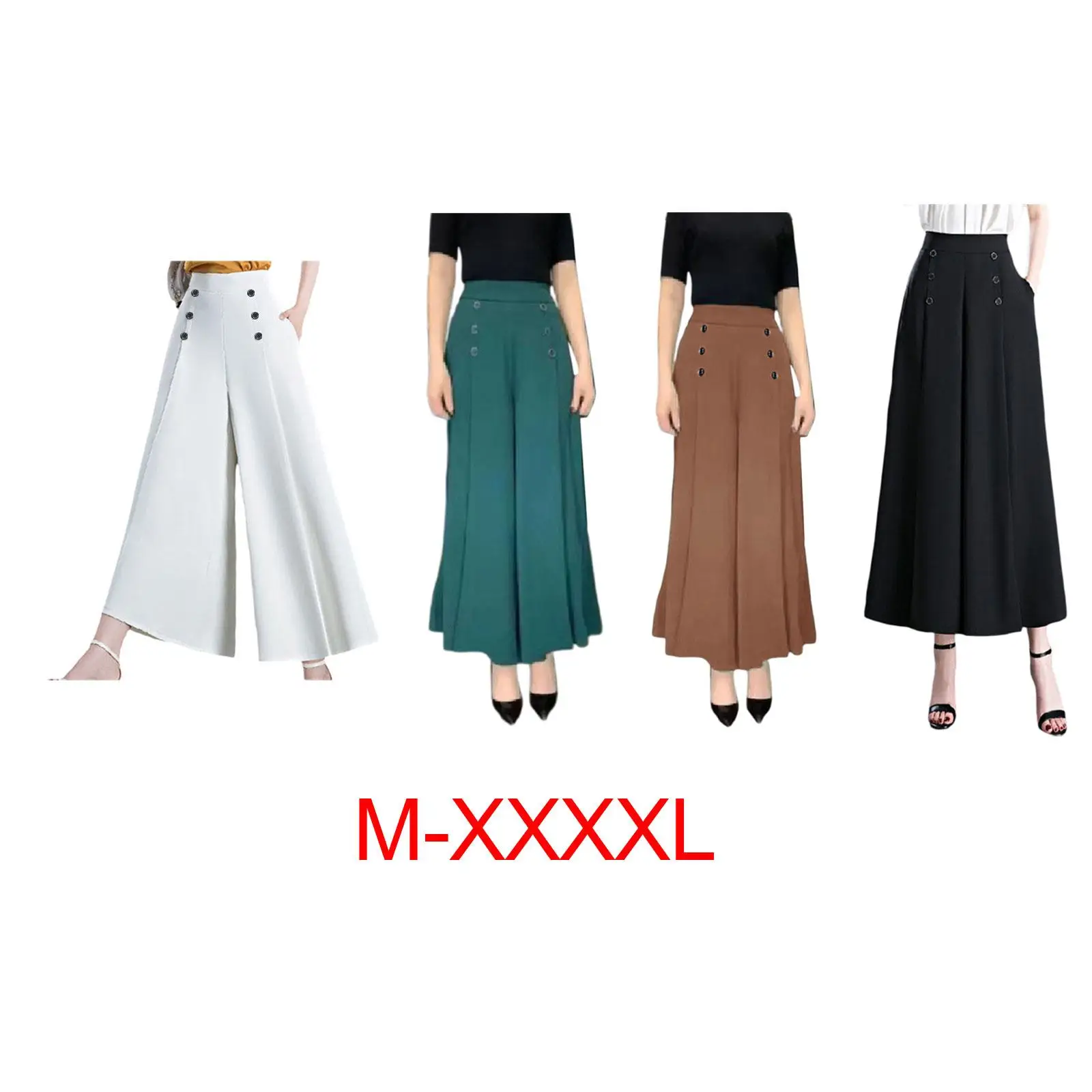Womens Wide Leg Pants Straight Leg Long Trousers with Lightweight Airy Pockets Suitable for Days Home Office