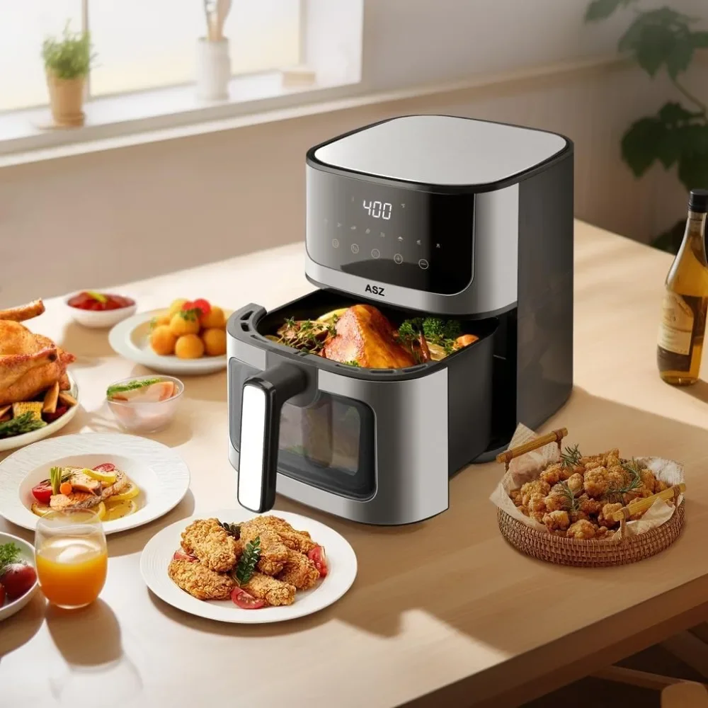 Friteuse à air jetable antiarina, four à friteuse à air, 5 Qt - 8 préréglages, cuisson, grillage, réchauffage du bacon, frites, 1400W, minuterie de 60m, 400 ℉