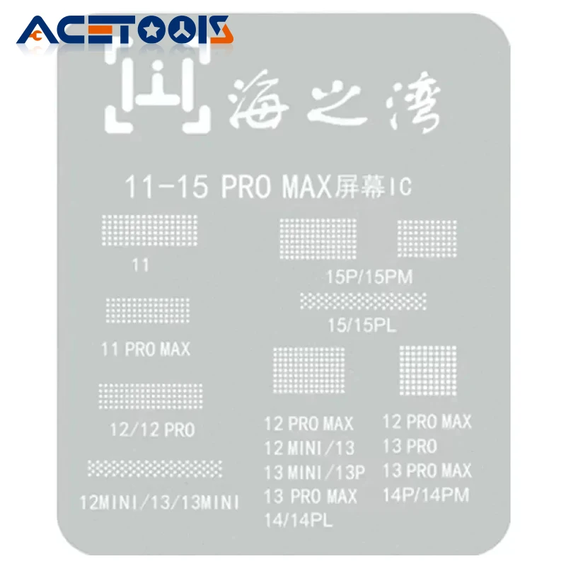 LCD Screen Display IC Protection BGA Reballing Stencils for Moblie iPhone 11-15 Pro Max Flex Screen Chip Steel Net QIANLI Model