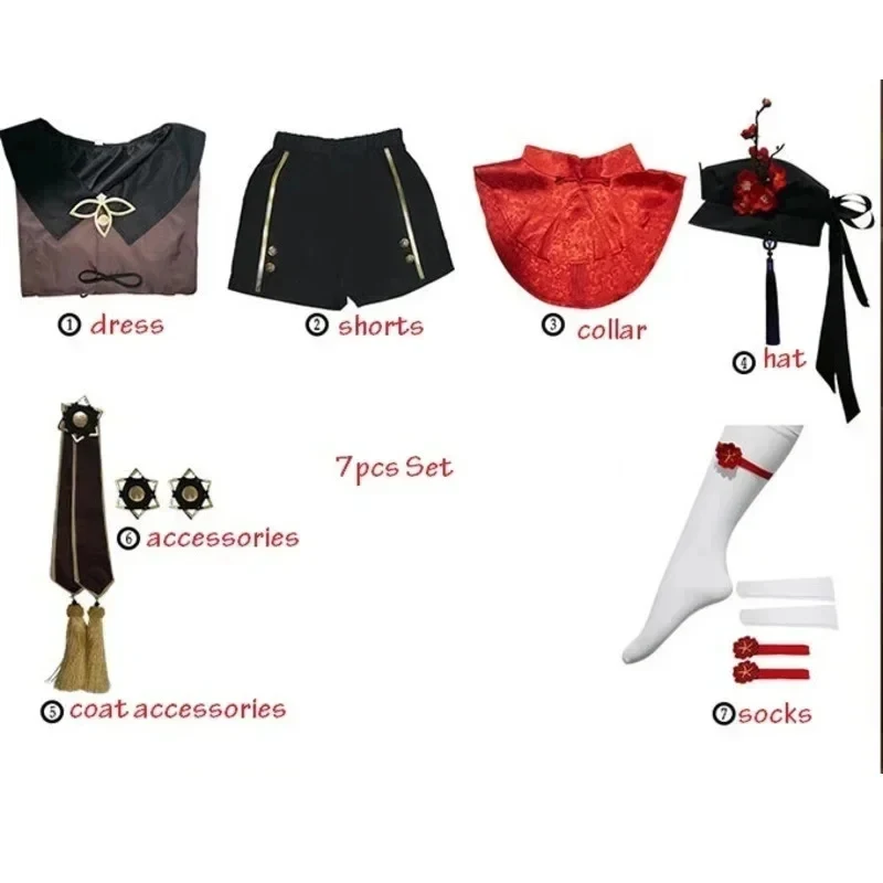 

3.a;6\m/Genshin Impact Hutao Costume Uniform Wig Cosplay Game Hu Tao Shoes Chinese Style Halloween Women Kids Girl Ringsg;8'l/7,