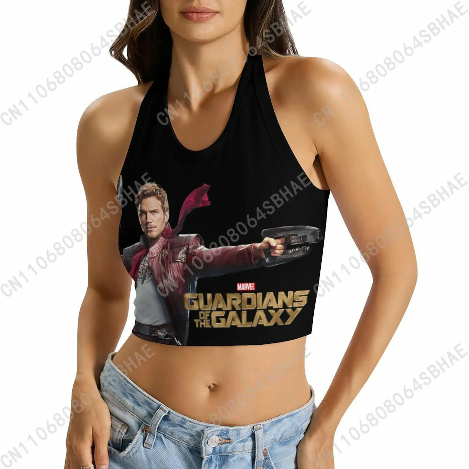 

Marvel Star Lord Custom Photo Women's Halter Top Personalized Picture Tie Back Cami Upload Your Gift Wife Girlfriend Cosplay