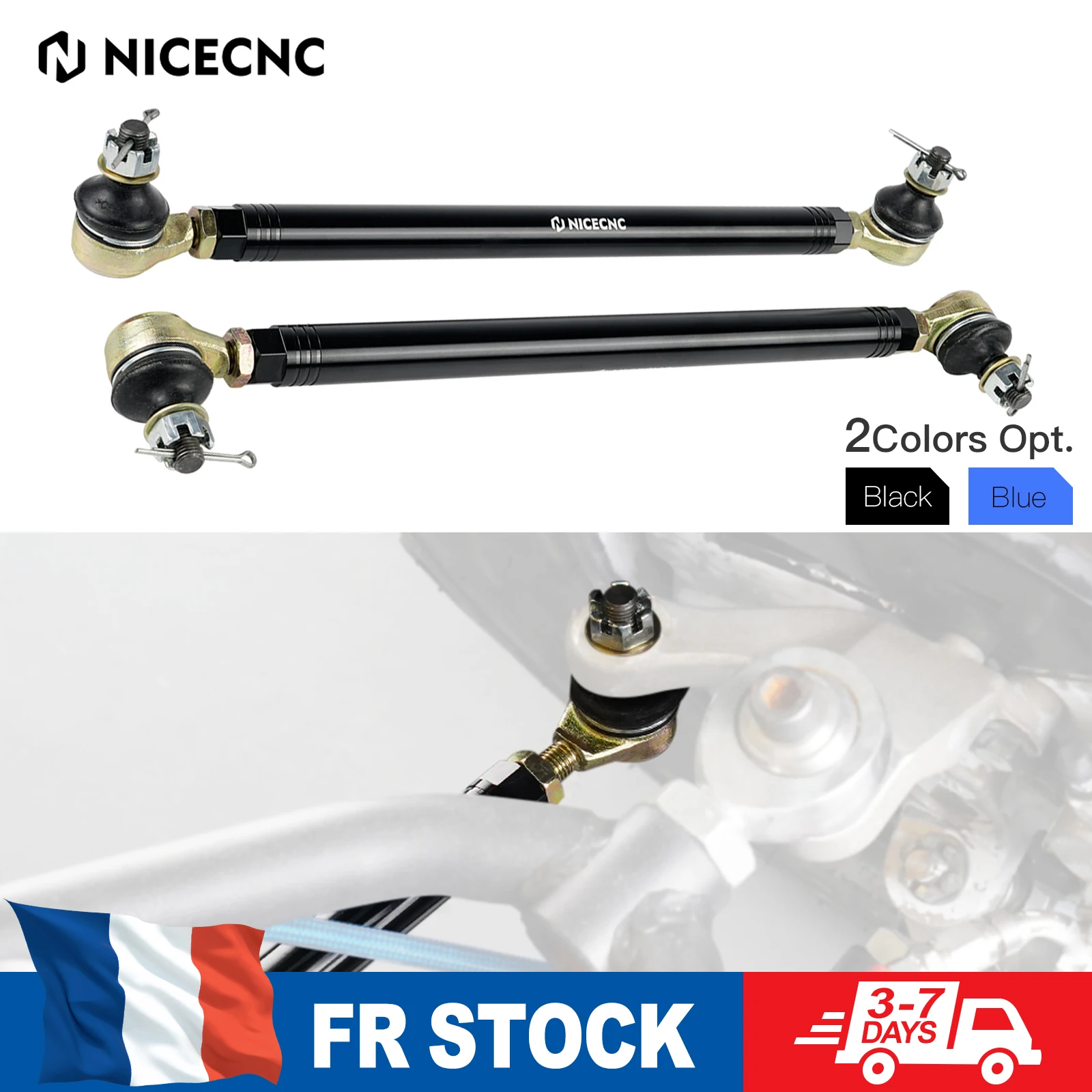 NiceCNC 2x Spurstangen-Set für Yamaha Banshee 1988-2006 YFZ350D 1992 YFZ350T 1987 Wolverine 1995-2005 6061-T6 Aluminium ATV Zubehör