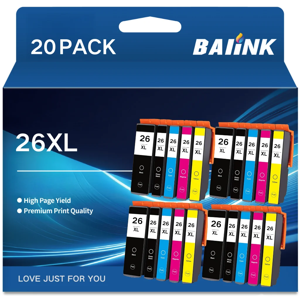 BAIINK 26 XL cartouche d'encre Compatible pour Epson 26XL XP-510 XP-520 XP-600 XP-605 XP-610 XP-615 620 625 700 710 720 800 810 820 BAIINK 26 XL cartouche d'encre Compatible pour Epson 26XL XP-510 XP-520 XP-600 XP-605 XP-610 XP-615 620 625 700 710 720 800 810 820
