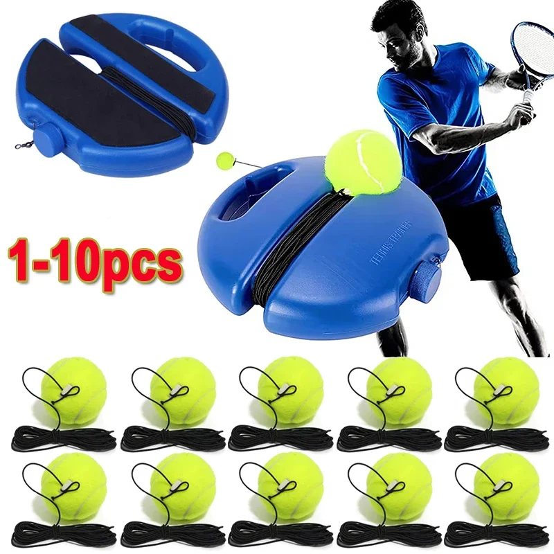 Portable Solo Tennis Trainer Rebound Tennis Ball with String Rope Self Tennis Practice Training Tool for Adults Kids Beginners