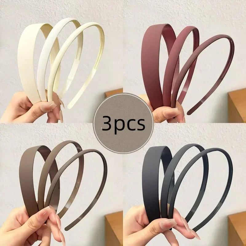 3PCS Fashion Hair Bands for Women Men Solid Color Non-slip Thin Edge Headband Girls Hair Hoop Hairband Hair Accessories