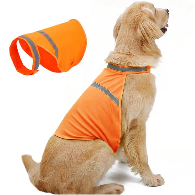 ﻿ Reflective Dog Vest Breathable Dog Visibility Vest Dog Orange Vest Adjustable Fluorescent Comfortable dog vest For Hunting