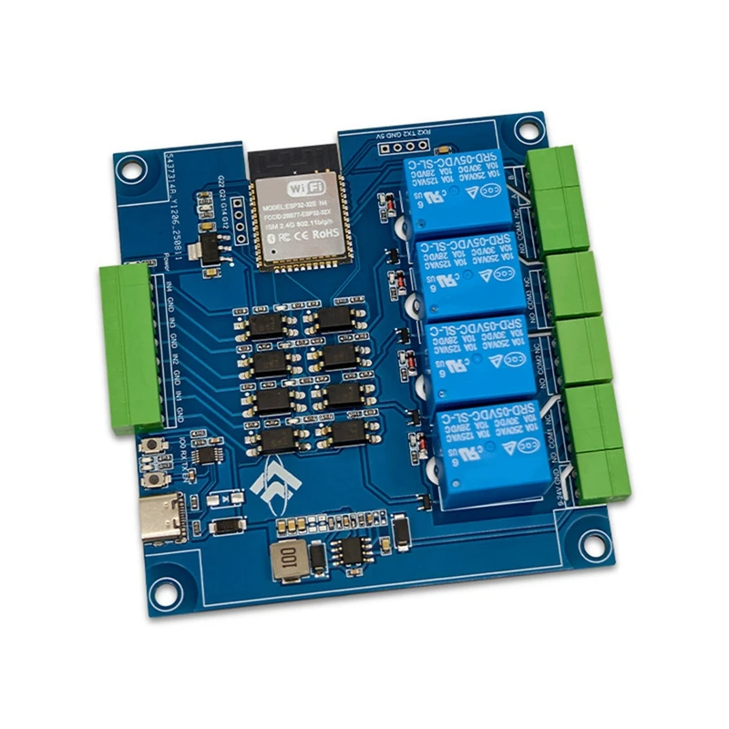 ESP32 Modbus 4 Channel Relay Module 9-24V TYPE-C with RS485 WIFI Bluetooth Support Modbus