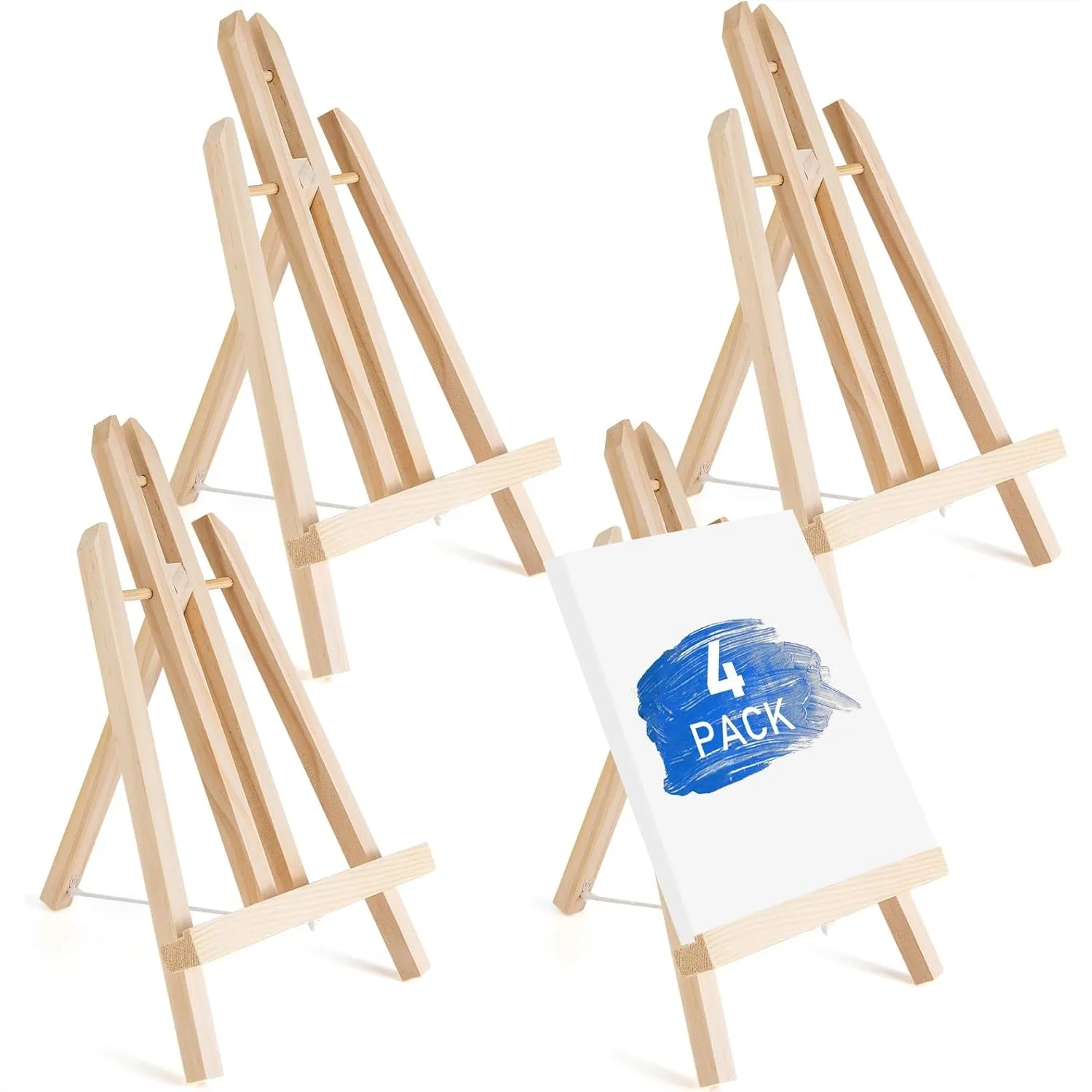

12" Wood Easel Stand, Tabletop A-Frame Display Easel for Painting Canvas, Portable Photo and Sign Holder (4 Pack)