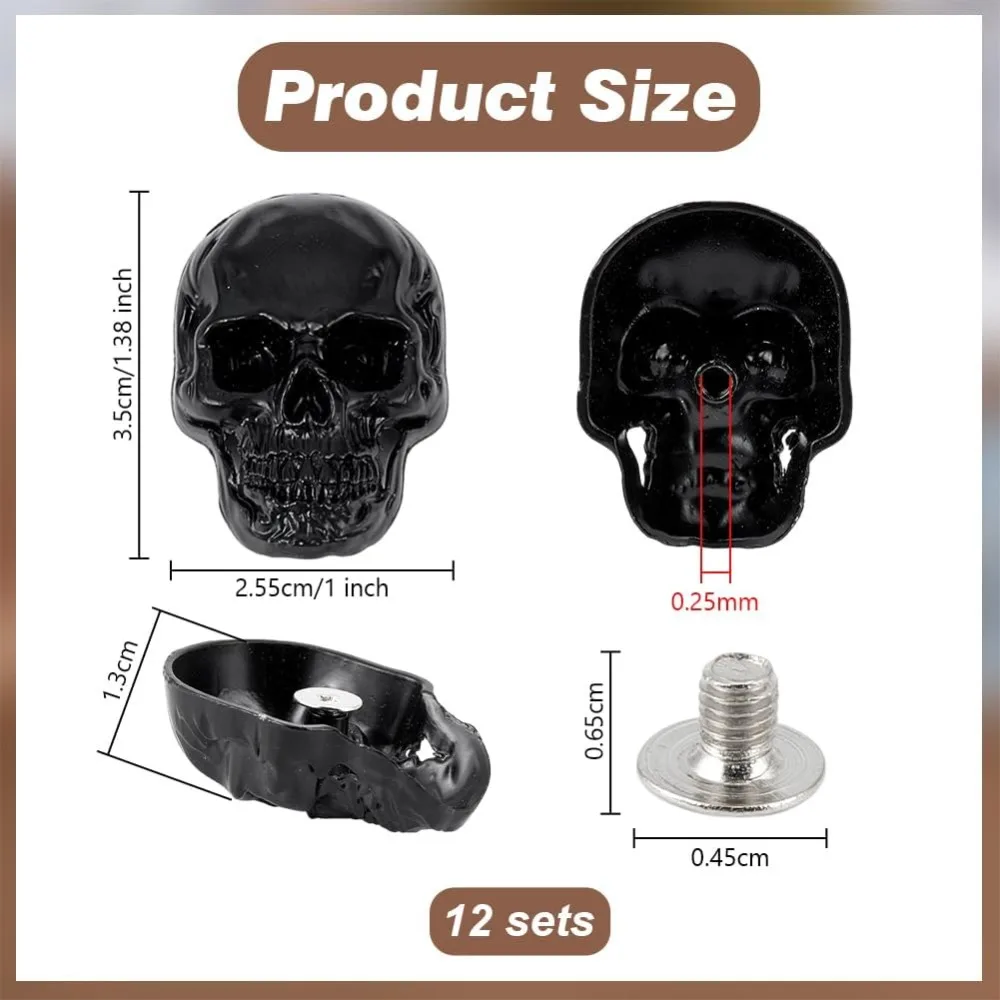 12 قطعة مسمار الجمجمة لتقوم بها بنفسك برشام Conchos الجلود الزخرفية مشبك المسمار الخلفي مشبك لتقوم بها بنفسك برشام Conchos للحرف اليدوية #2