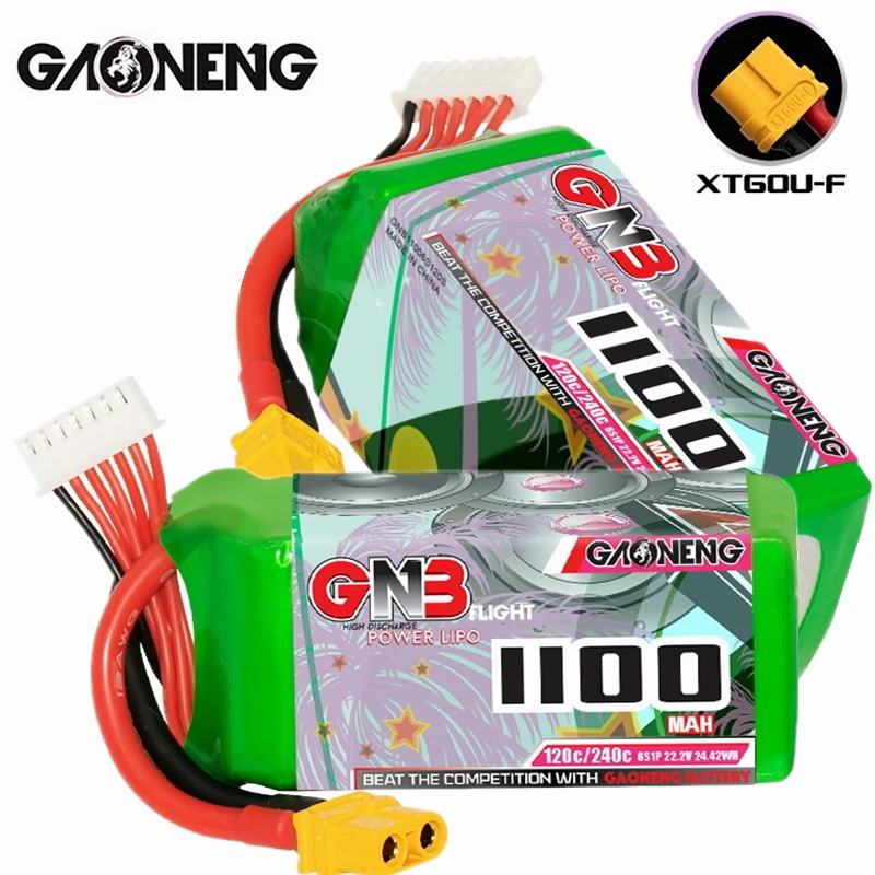 Gaoneng GNB 6S 22.2V 1100MAH 120C Lipo Battery For FPV Light Weight New Model High rate Rechargeable 22.2V Battery XT60U-F plug