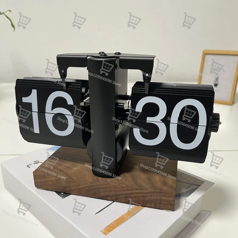 For Creative Personality Mechanical Retro Automatic Page Turning Clock, Simple Digital Clock Living Room Ornament