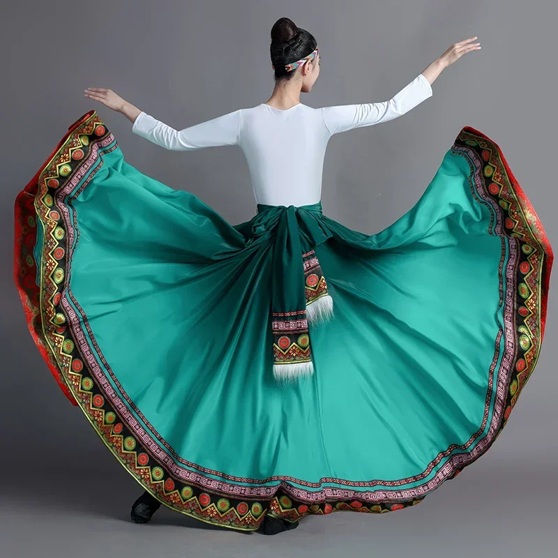 Gonna per Test artistici Costume tradizionale nazionale danza nazionale abbigliamento per pratica tibetana danza mongola Costume da ballo tibetano