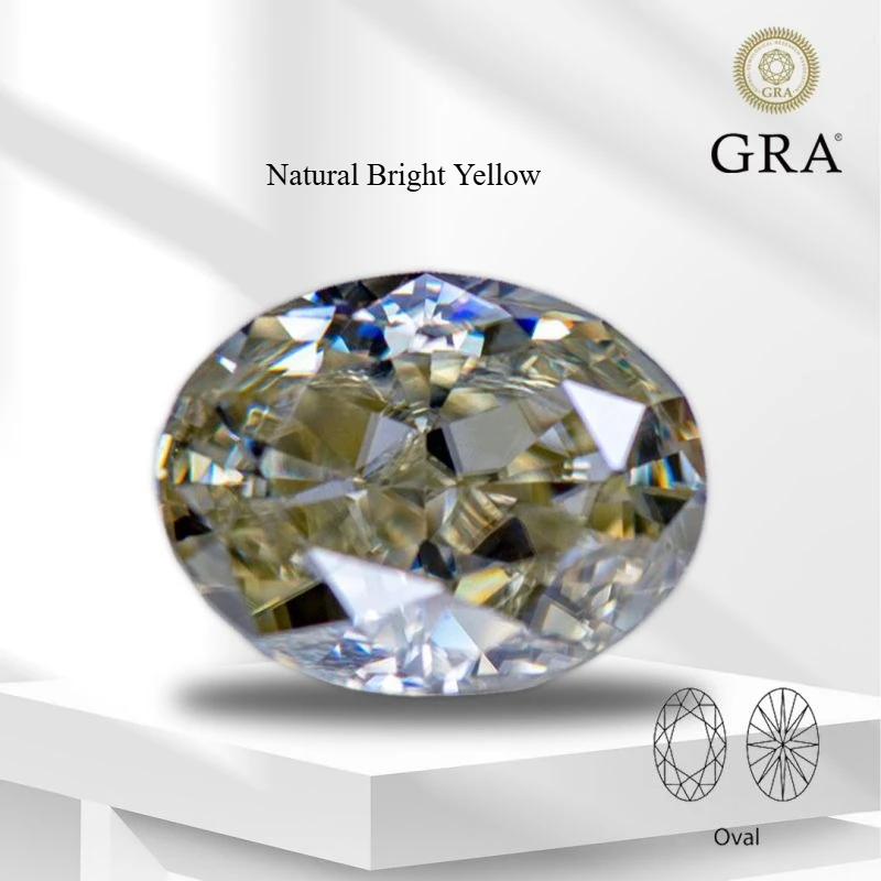 

Natural Bright Yellow Oval Cut Moissanite Stone Loose Gemstone Pass Diamond Tester With Certificate For Jewelry Diy Making
