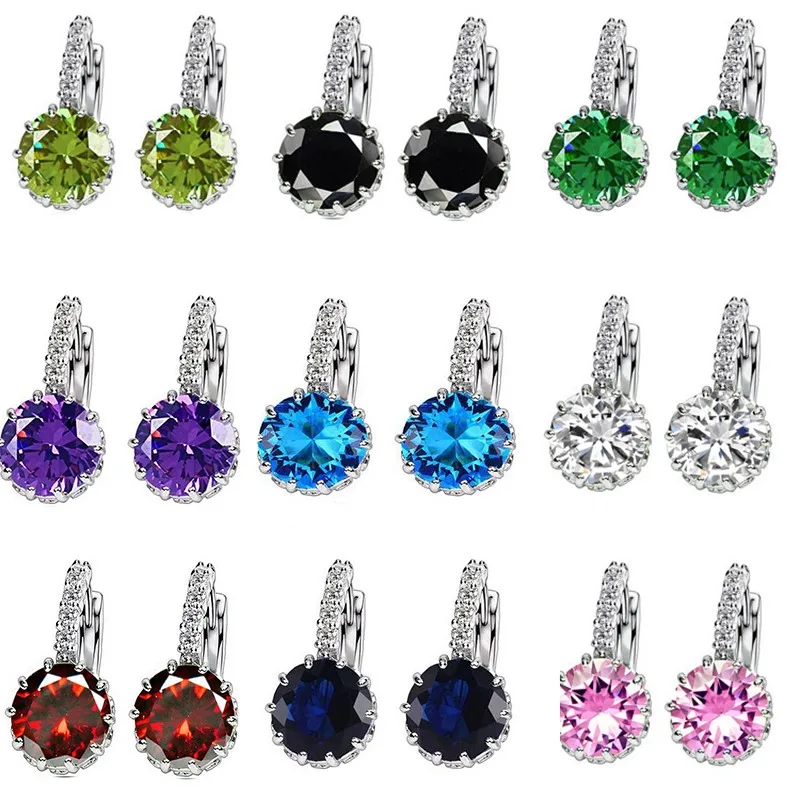 

Роскошные серьги-кольца из стерлингового серебра 925 пробы с цветным фианитом AAA и фианитом для женщин, модные ювелирные аксессуары