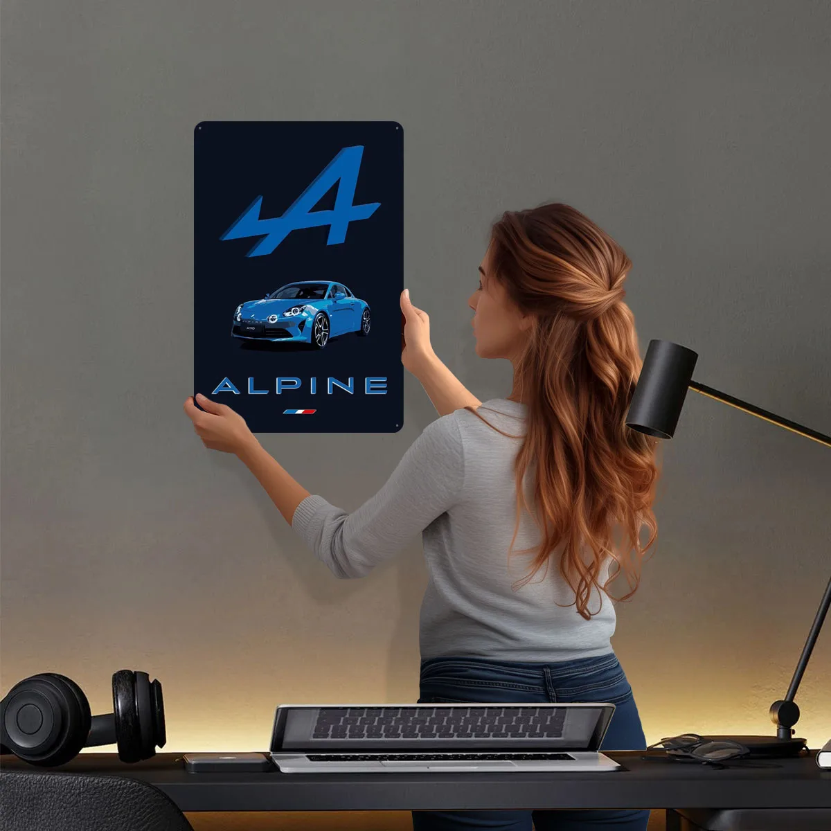 Alpine A110 PosterAlpine A110 Poster Tinplate Signs Car Poster Wall Art Mural Custom Metal Sign for Wall Art Decoration Bar Home