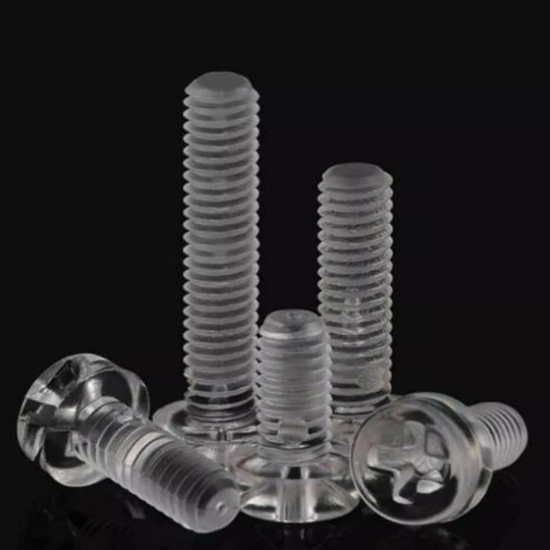 40/100/200pcs M2 M2.5 M3 M4 M5 M6 M8 PC Transparent Round Head Phillips Screw Clear Plastic Acrylic Insulated Fixing