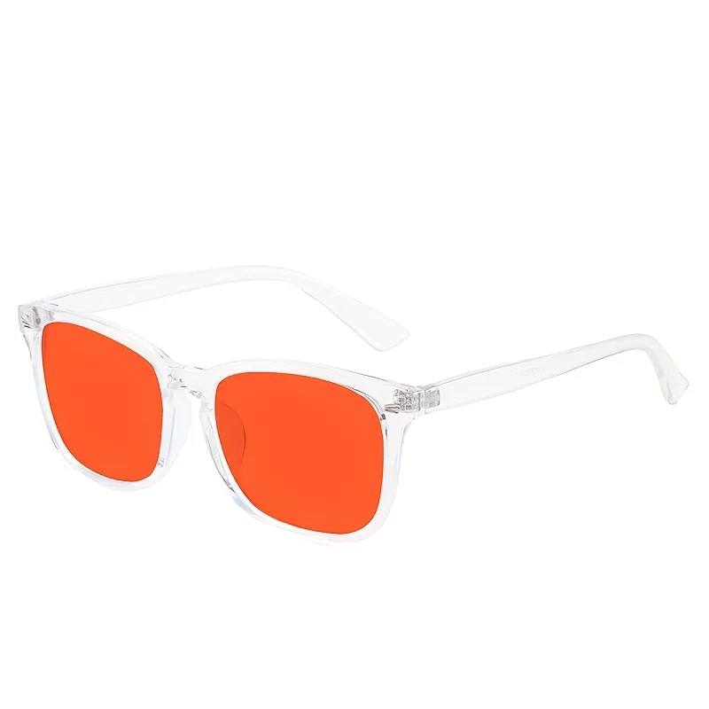 Classic Red Lens Blue Light Blocking Glasses Square Men Better Sleep Anti Filter Men Orange Women Eyeglasses image 4
