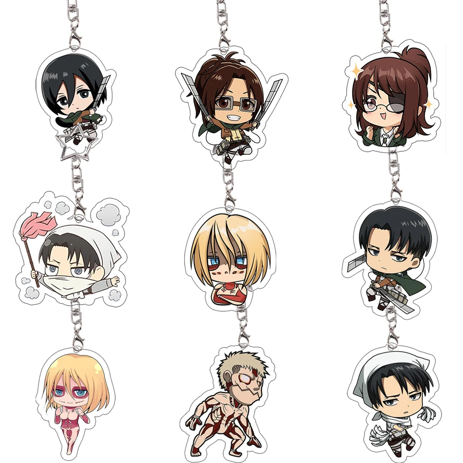26-teiliges Attack on Titan Acryl-Schlüsselanhänger-Set mit Mikasa, Annie, Levi Chibi, Schlüsselring, Schlüsselanhänger, Sammlerstück, Reiner, Geburtstagsgeschenk
