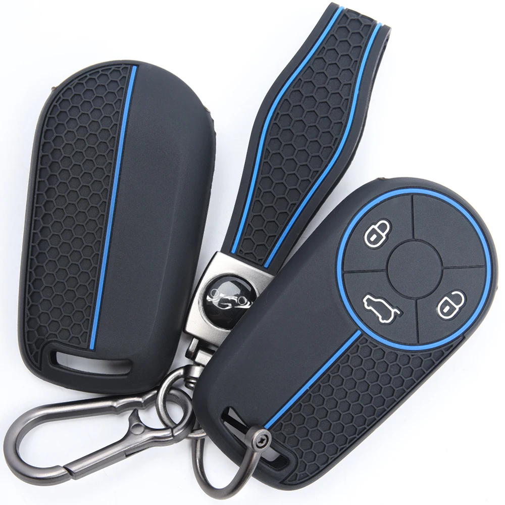 For Ora Funky Cat Genuine Car Key Cover Black Cat Victoria THENEXTORACAR White Cat Full Coverage Silicone Key Shell Wrist Strap
