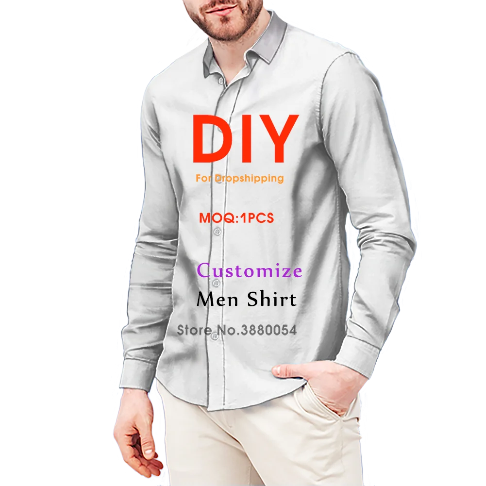 Noisydesigns 3D Custom Men's Long Sleeve Shirt Casual DIY Logo Pattern Name 2022 Plus Size 4XL For Party Travel Dropshipping