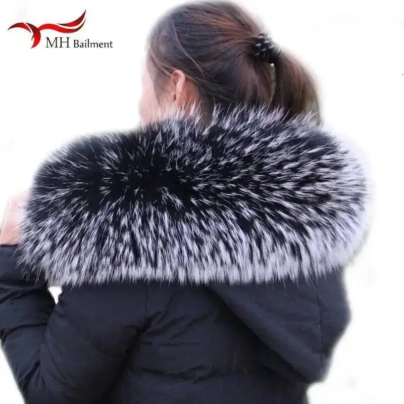 Super Large Fur Collar Winter New Real Raccoon Fur Collar Furry Warm Comfortable Coat Scarf Ladies Shawl Large Size Scarf Female