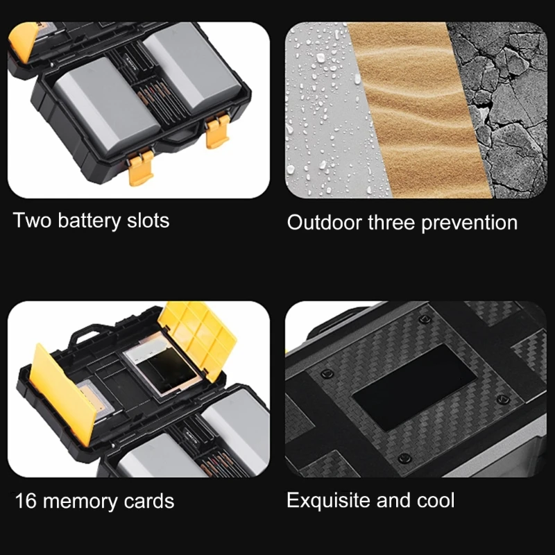 Bolsa organizadora viaje para cámara, funda protectora para tarjeta batería, caja a prueba golpes H7JF