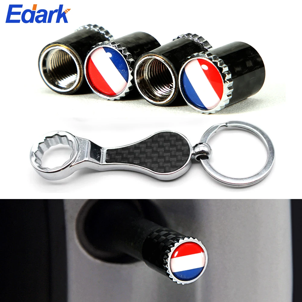 

5Pcs/Set Car Wheels Tires Valves Carbon Fiber France National Flag Emblem Dust Dustproof Auto Truck Bike ATV Rims Valve Covers