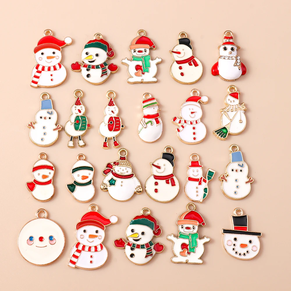 Leslie 10 قطع المينا سحر عيد الميلاد للأقراط عيد الميلاد ثلج سحر والمعلقات DIY المجوهرات المصنوعة يدويا